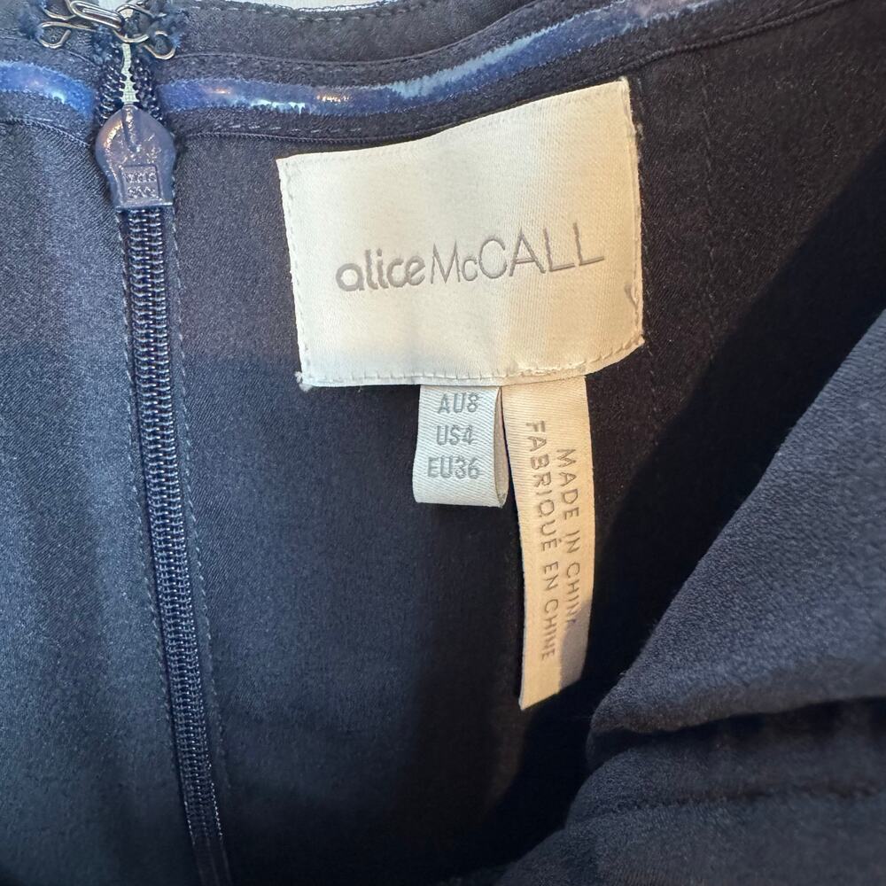 ALICE MCCALL Mystery Dress Gown Off Shoulder Ruffle Navy Ocean Blue US 4 - Picture 8 of 10